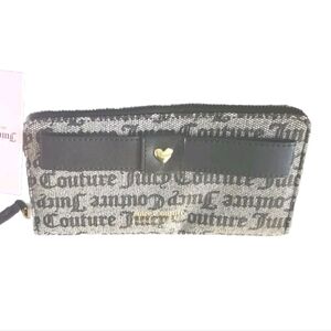 New W Tags Juicy Couture Peek A Bow Grey & Black Logo Wallet Cute